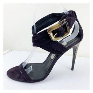 Burberry Marham Purple Suede Trench Ankle Wrap Ombré Heel Buckle Sandal 9